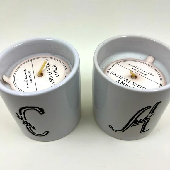 Sandalwood initial C and A candles. New. - Picture 2 of 3